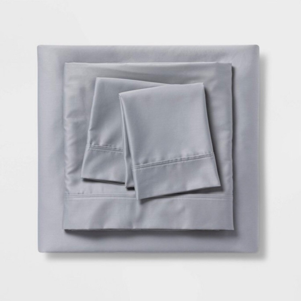NWT Threshold Tri- Ease 500 Thread Count Light Gray Twin/ Twin XL